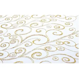 Comparateur de prix : Chemin de Table Organza Arabesques 36cm x 5m, Blanc/Or