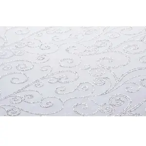 Comparateur de prix : Chemin de Table Organza Arabesques 36cm x 5m, Blanc/Argent