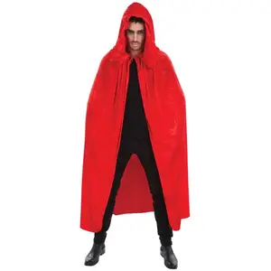 Comparateur de prix : CHAKS Cape Capuche Velours Rouge Luxe 182cm - Rouge - Taille Unique