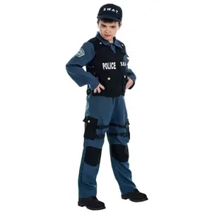 Comparateur de prix : CHAKS Costume Enfant Agent Swat - Gris Bleuté / Noir - 116 cm