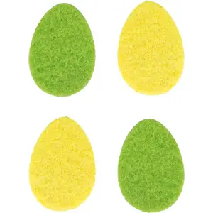 RueDeLaFete Sachet 12 Confettis 4cm en feutrine forme oeuf, jaune et vert pas cher
