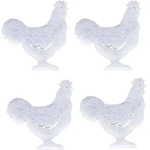 RueDeLaFete Sachet de 12 confettis Coqs feutrine, Blanc pas cher