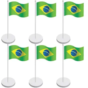 Comparateur de prix : Sachet de 6 marque-places Drapeau brésilien 8cm avec pince