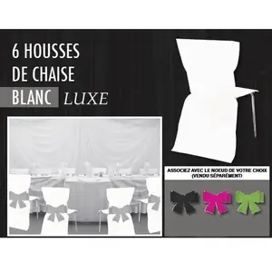 6 housses de chaise luxe blanc - chaks 1104-00 pas cher