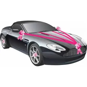Comparateur de prix : Fêter et recevoir Kit décoration voiture mariage - Fuchsia - 5 pièces - Tulle et noeuds automatiques
