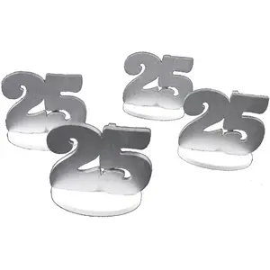RueDeLaFete Set de 4 Marque-places Anniversaire 25 ans, argent pas cher