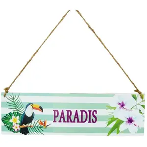 RueDeLaFete Pancarte Plaque PARADIS en bois 34cm pas cher