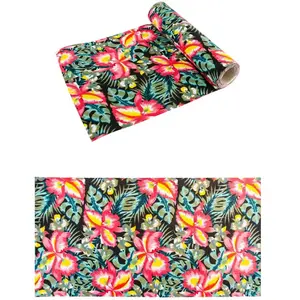 RueDeLaFete Chemin de table - LIN - Fleurs Tropicales - 28 cm x 3 m - Intérieur - Mixte pas cher