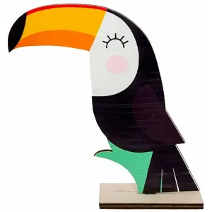 RueDeLaFete Grand Centre de table Toucan en bois sur socle 20cm pas cher