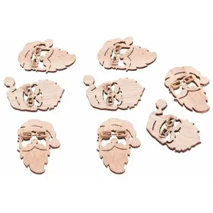 RueDeLaFete 8 CONFETTIS BOIS TÊTES PÈRE NOËL 3X4CM NATURE pas cher