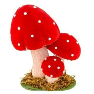 3 champignons déco socle mousse 13-8.5-15cm rouge - chaks 10490 pas cher