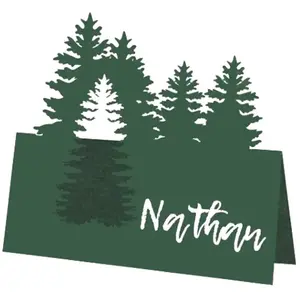 Marque-places CHAKS Forêt en carton kraft vert - Sachet de 6
