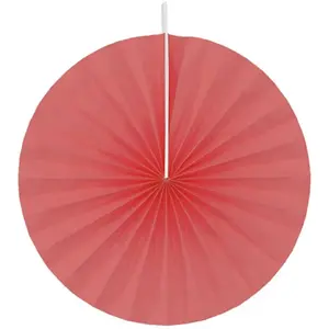 RueDeLaFete Lot de 4 grands éventails papier 40cm, Rouge pas cher