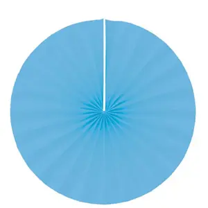 RueDeLaFete Lot de 4 grands éventails papier 40cm, Turquoise pas cher
