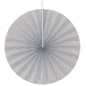 RueDeLaFete Lot de 4 grands éventails papier 40cm, Gris pas cher