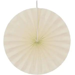 RueDeLaFete Lot de 4 grands éventails papier 40cm, ivoire pas cher