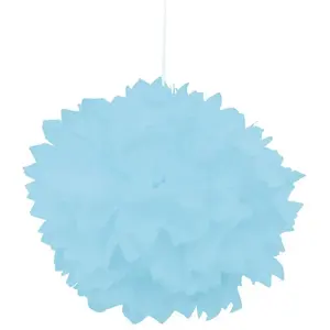 RueDeLaFete Set de 2 Pompons boules Papier De Soie 30cm, Bleu pastel pas cher
