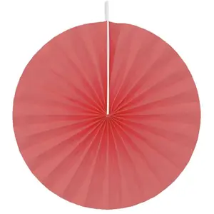 RueDeLaFete Lot de 4 éventails papier 20cm, Rouge pas cher