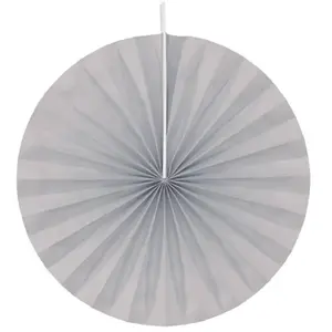 RueDeLaFete Lot de 4 éventails papier 20cm, Gris pas cher