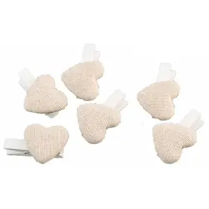 RueDeLaFete Set de 6 Coeurs sur pince 2,6cm, Lin pas cher