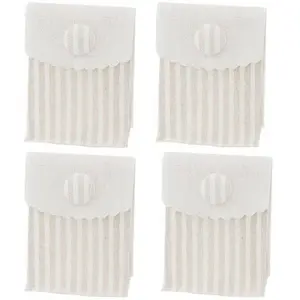 RueDeLaFete Set de 4 Contenants Sac Rayures avec rabat 8cm, Blanc/Lin pas cher