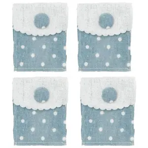 RueDeLaFete Set de 4 Contenants Sac à Pois avec rabat 8cm, Bleu pastel pas cher