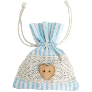 RueDeLaFete Set de 4 Bourses Rayées, Bleu pastel pas cher