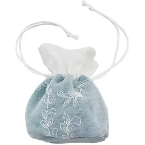 RueDeLaFete Set de 4 Bourses Brodées, Bleu pastel pas cher