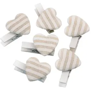RueDeLaFete Set de 6 Pinces Coeurs 2,6cm, Rayures Lin pas cher