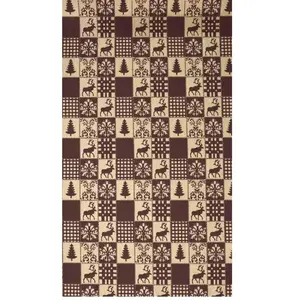 Chemin de table Toile Damier Noël Brun