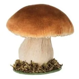LE GEANT DE LA FETE Champignon sur socle bois mousse - Blanc / Brun pas cher