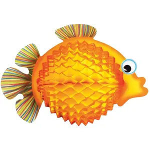 RueDeLaFete Poisson tropical alvéolé 33cm, orange pas cher