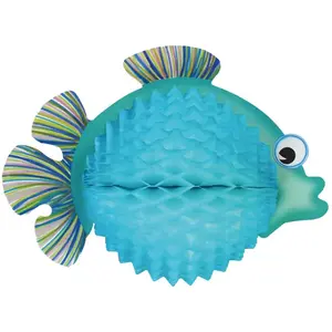 RueDeLaFete Poisson tropical alvéolé 33cm, bleu pas cher