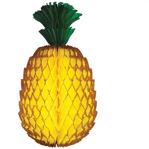 RueDeLaFete Grand Ananas en papier de soie alvéolé jaune 36cm pas cher