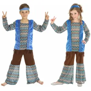 RueDeLaFete Déguisement Hippie Vintage bleu 116cm, 4-6 ans (x1) pas cher
