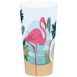 RueDeLaFete Grand Gobelet Tumbler Flamant rose en plastique 17cm pas cher