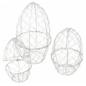 RueDeLaFete Lot de 3 paniers Oeufs métal gris 21cm et 16m et 11cm pas cher