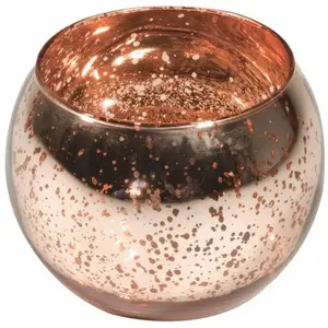 RueDeLaFete LOT de 6 Bougeoirs Boule effet métal, Rose Gold pas cher