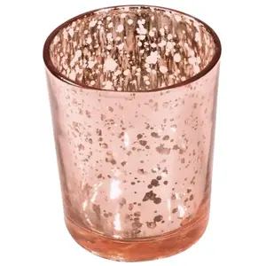 RueDeLaFete bougeoir verre 5.5x6.7cm or rose métal - chaks 0515-79 pas cher