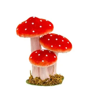 NO NAME décoration 3 champignons socle 14x10.5x17cm rouge - chaks 10111 pas cher