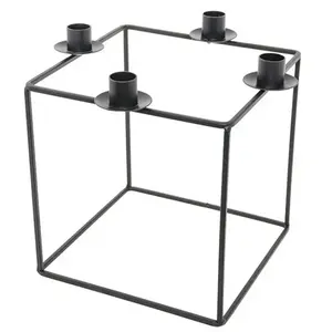 RueDeLaFete Grand Bougeoir cube métal Noir 24cm pas cher