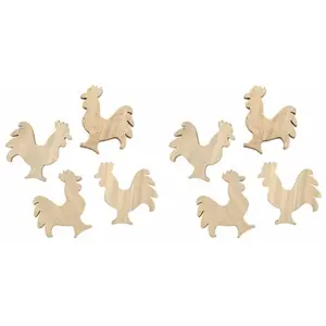 RueDeLaFete Sachet de 8 Coqs en bois 4cm à disperser pas cher