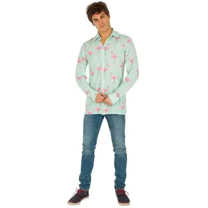 RueDeLaFete Chemise Flamant Rose adulte verte, taille XL pas cher