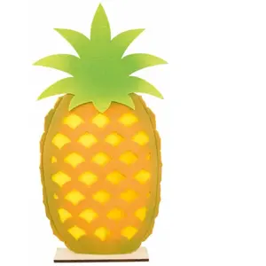 RueDeLaFete Grande déco Ananas en feutrine sur socle bois 54,5cm pas cher