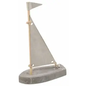 RueDeLaFete Bateau ciment voile grise 16cm pas cher