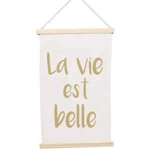 CHAKS Kakemono La Vie Est Belle A Susp 33x52cm""" Blanc" pas cher