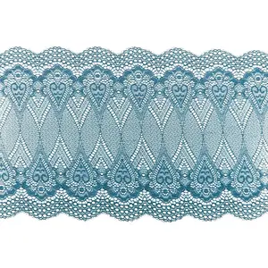 RueDeLaFete Ruban de table Dentelle motif Persan 18cmx5m, Bleu pétrole pas cher