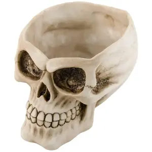 RueDeLaFete TÊTE DE MORT RÉSINE 12.5X15.8X10CM BEIGE- DECORS DE TABLE HALLOWEEN pas cher