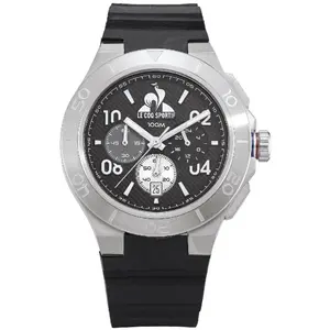 Le Coq Sportif Intégrée Montre Homme Chrono Acier Silicone Noir LC3763... pas cher
