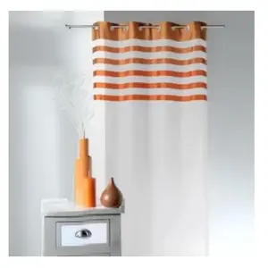 Home Maison Voilage avec parement à rayures satinées et colorées Orange 140x250 cmVendu parcarrefour